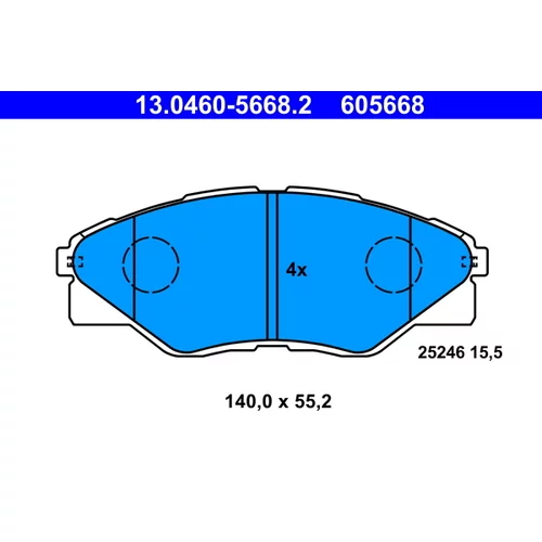 Sada brzdových platničiek kotúčovej brzdy ATE 13.0460-5668.2