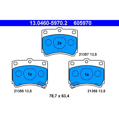 Sada brzdových platničiek kotúčovej brzdy ATE 13.0460-5970.2