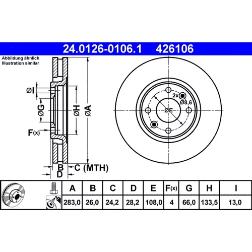 Brzdový kotúč ATE 24.0126-0106.1