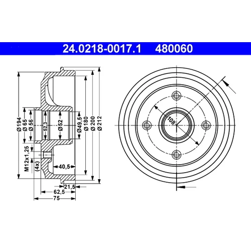 Brzdový bubon ATE 24.0218-0017.1