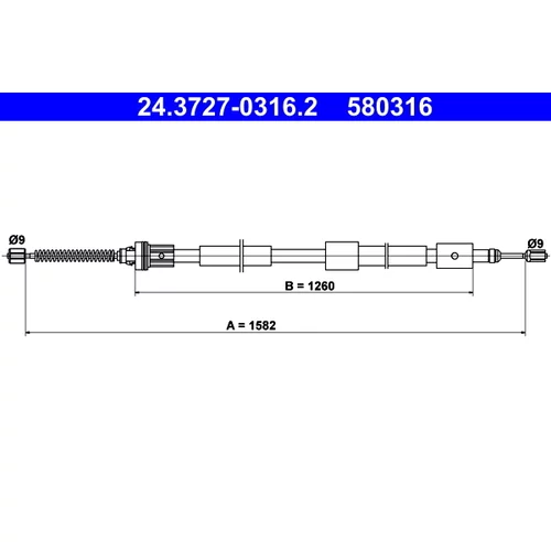 Ťažné lanko parkovacej brzdy ATE 24.3727-0316.2