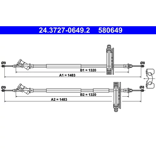 Ťažné lanko parkovacej brzdy ATE 24.3727-0649.2