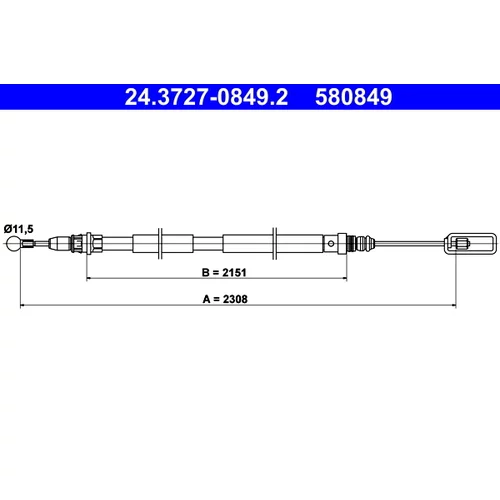 Ťažné lanko parkovacej brzdy ATE 24.3727-0849.2