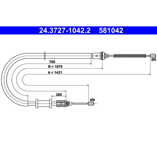 Ťažné lanko parkovacej brzdy ATE 24.3727-1042.2