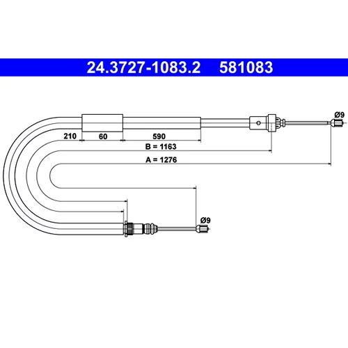Ťažné lanko parkovacej brzdy ATE 24.3727-1083.2
