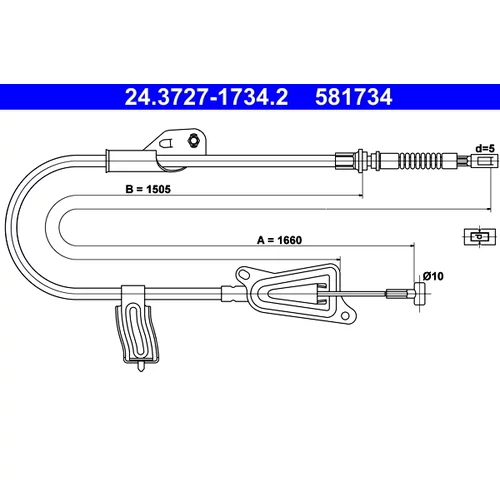Ťažné lanko parkovacej brzdy ATE 24.3727-1734.2