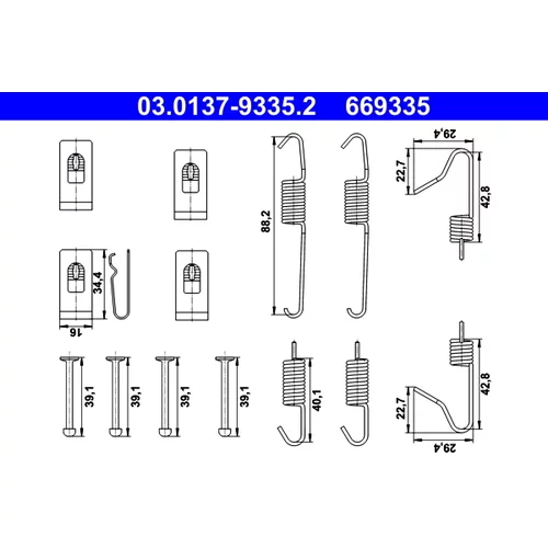 Sada príslušenstva čeľustí parkovacej brzdy ATE 03.0137-9335.2