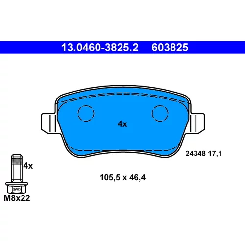 Sada brzdových platničiek kotúčovej brzdy ATE 13.0460-3825.2