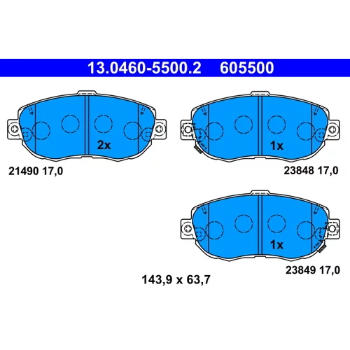 Sada brzdových platničiek kotúčovej brzdy ATE 13.0460-5500.2