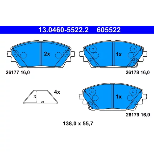 Sada brzdových platničiek kotúčovej brzdy ATE 13.0460-5522.2