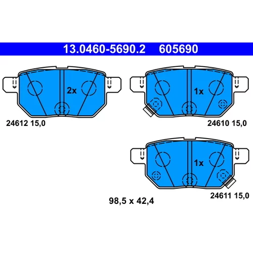 Sada brzdových platničiek kotúčovej brzdy ATE 13.0460-5690.2
