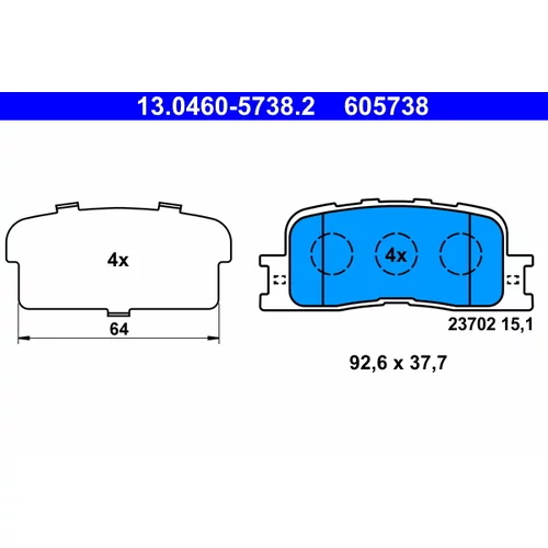 Sada brzdových platničiek kotúčovej brzdy ATE 13.0460-5738.2