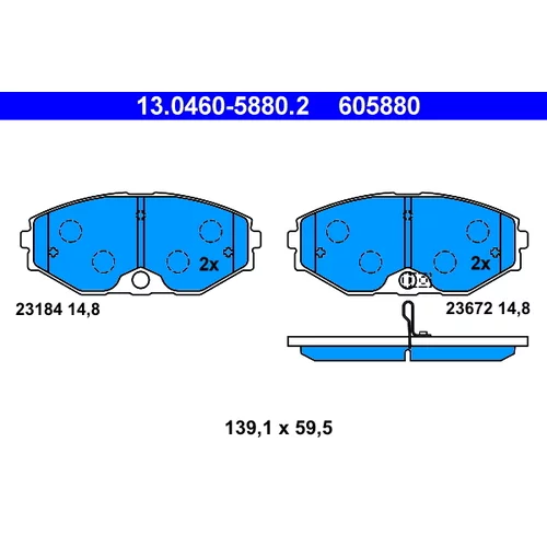 Sada brzdových platničiek kotúčovej brzdy ATE 13.0460-5880.2