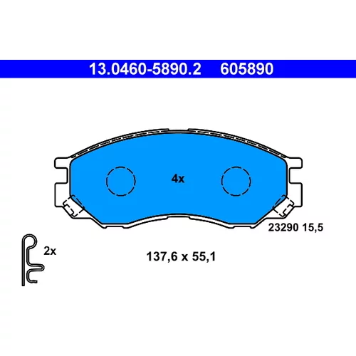 Sada brzdových platničiek kotúčovej brzdy ATE 13.0460-5890.2