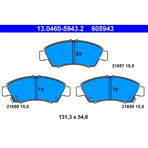 Sada brzdových platničiek kotúčovej brzdy ATE 13.0460-5943.2