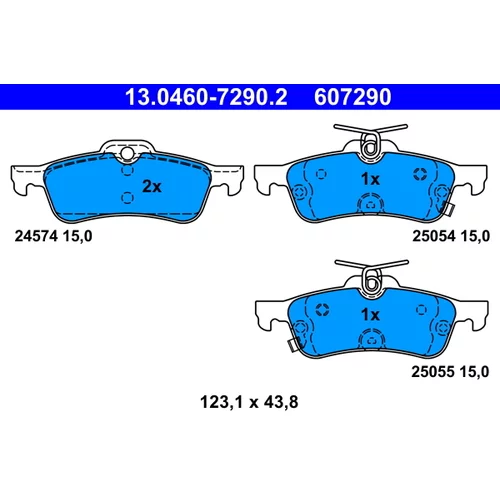 Sada brzdových platničiek kotúčovej brzdy ATE 13.0460-7290.2