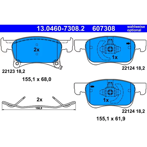 Sada brzdových platničiek kotúčovej brzdy ATE 13.0460-7308.2 - obr. 1