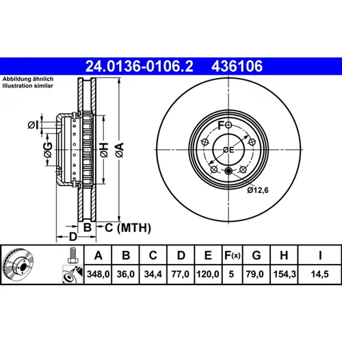 Brzdový kotúč ATE 24.0136-0106.2