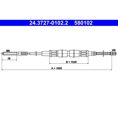 Ťažné lanko parkovacej brzdy ATE 24.3727-0102.2