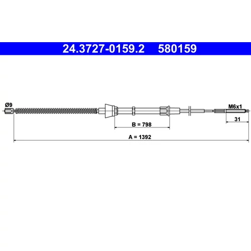 Ťažné lanko parkovacej brzdy ATE 24.3727-0159.2