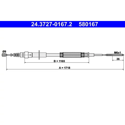 Ťažné lanko parkovacej brzdy ATE 24.3727-0167.2