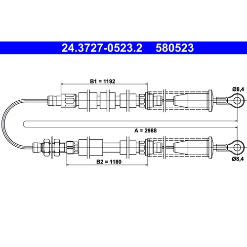 Ťažné lanko parkovacej brzdy ATE 24.3727-0523.2
