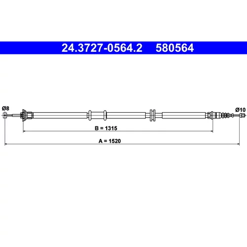 Ťažné lanko parkovacej brzdy ATE 24.3727-0564.2