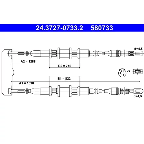 Ťažné lanko parkovacej brzdy ATE 24.3727-0733.2
