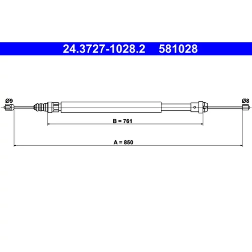 Ťažné lanko parkovacej brzdy ATE 24.3727-1028.2