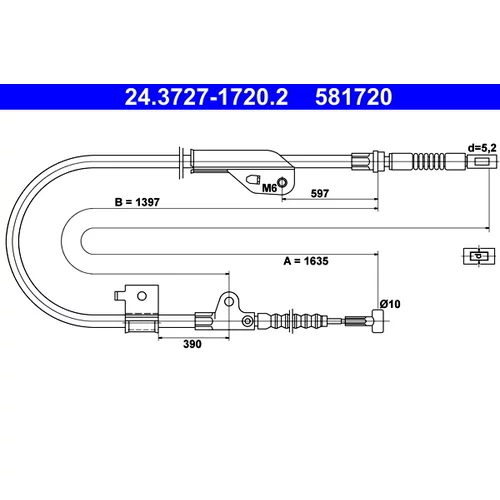 Ťažné lanko parkovacej brzdy ATE 24.3727-1720.2