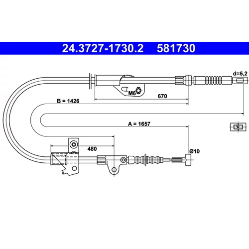 Ťažné lanko parkovacej brzdy ATE 24.3727-1730.2