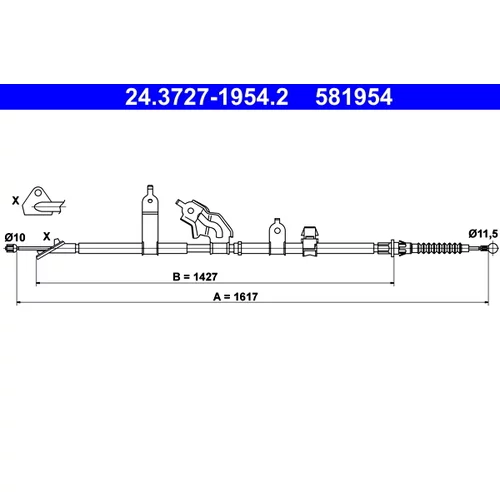 Ťažné lanko parkovacej brzdy ATE 24.3727-1954.2