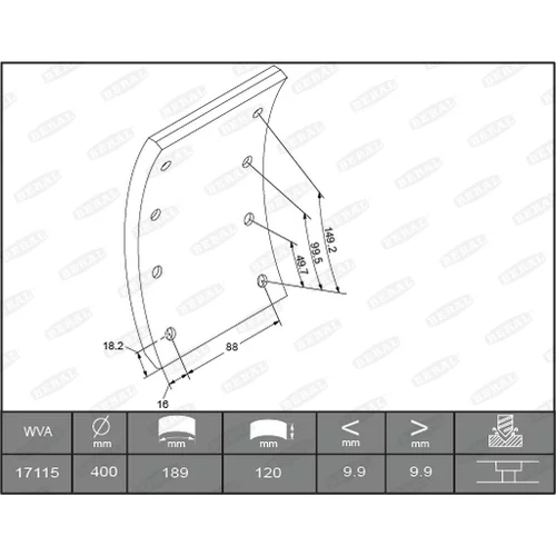 Sada brzd. oblož., Bubn. brzda BERAL KBL17115.0-1517