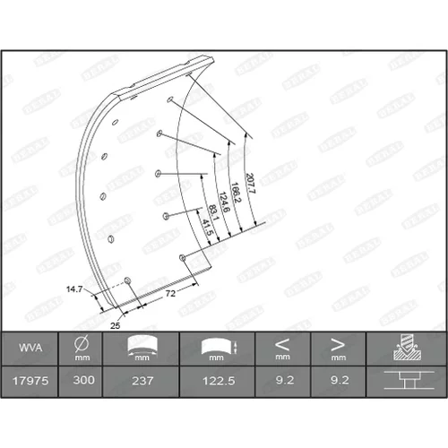 Sada brzd. oblož., Bubn. brzda BERAL KBL17351.0-1561