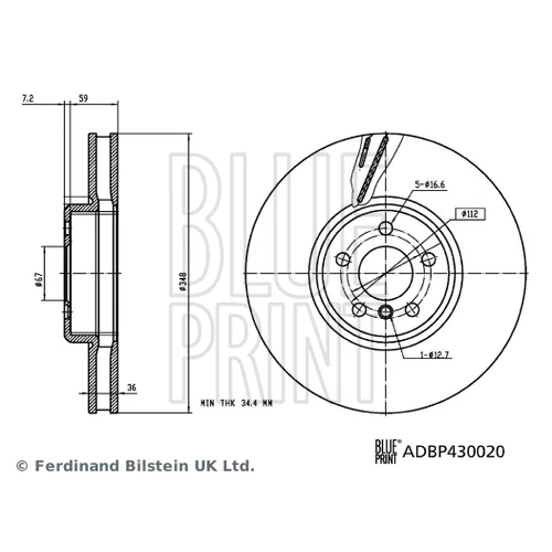 Brzdový kotúč BLUE PRINT ADBP430020 - obr. 2