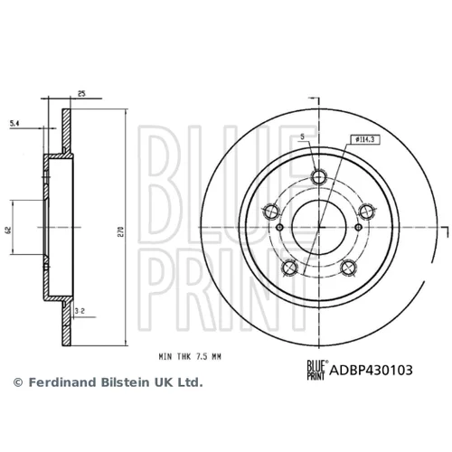 Brzdový kotúč BLUE PRINT ADBP430103 - obr. 2