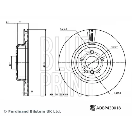 Brzdový kotúč BLUE PRINT ADBP430018 - obr. 2