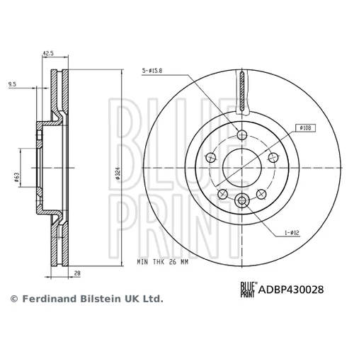 Brzdový kotúč BLUE PRINT ADBP430028 - obr. 2