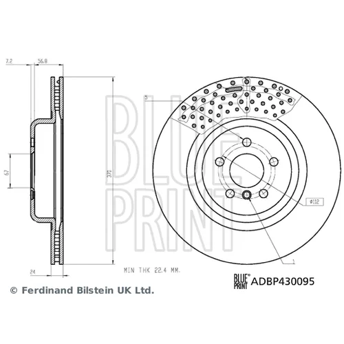 Brzdový kotúč BLUE PRINT ADBP430095 - obr. 2