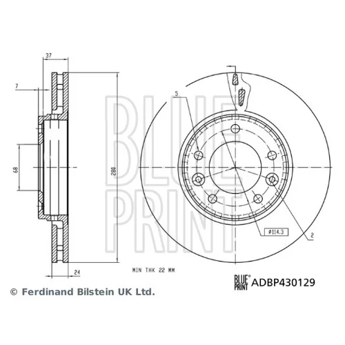 Brzdový kotúč BLUE PRINT ADBP430129 - obr. 2