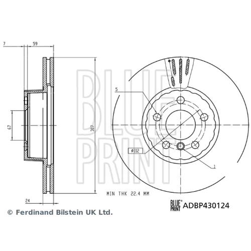 Brzdový kotúč BLUE PRINT ADBP430124 - obr. 2