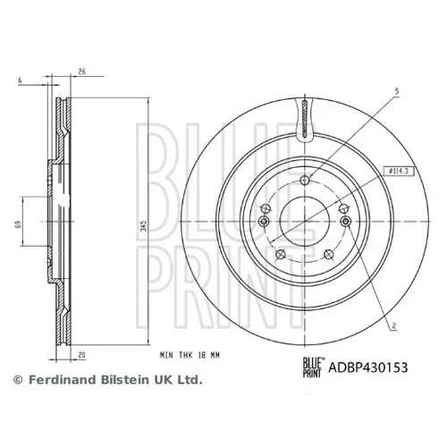 Brzdový kotúč BLUE PRINT ADBP430153 - obr. 2