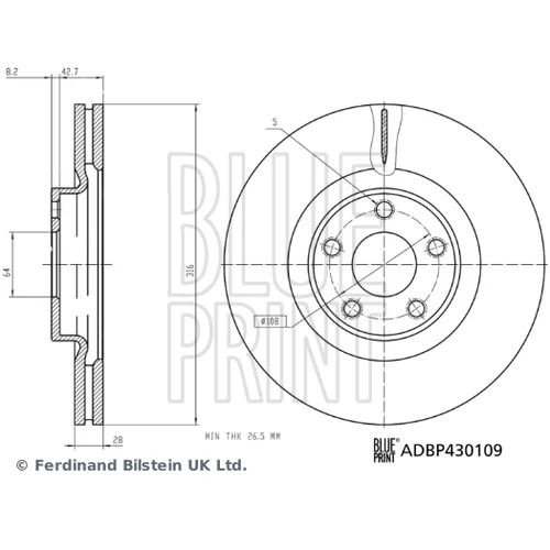 Brzdový kotúč ADBP430109 (BLUE PRINT) - obr. 2