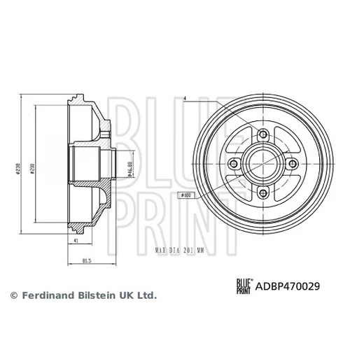 Brzdový bubon BLUE PRINT ADBP470029 - obr. 3