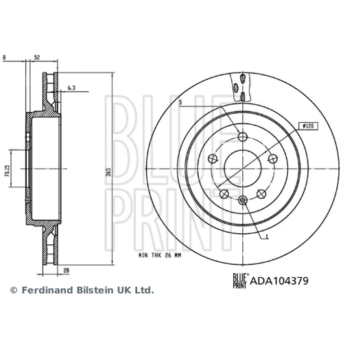 Brzdový kotúč BLUE PRINT ADA104379 - obr. 3