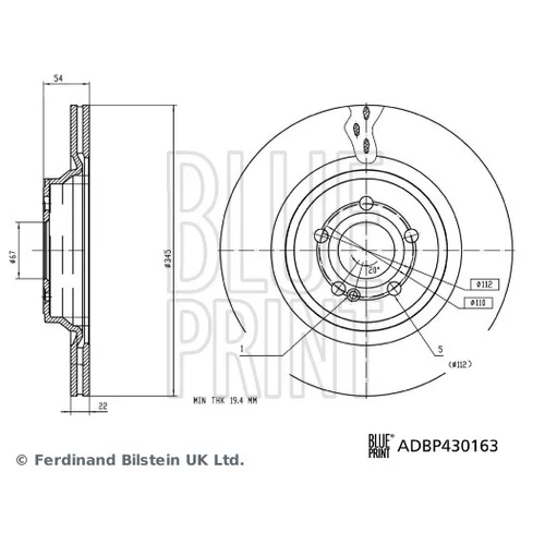 Brzdový kotúč BLUE PRINT ADBP430163