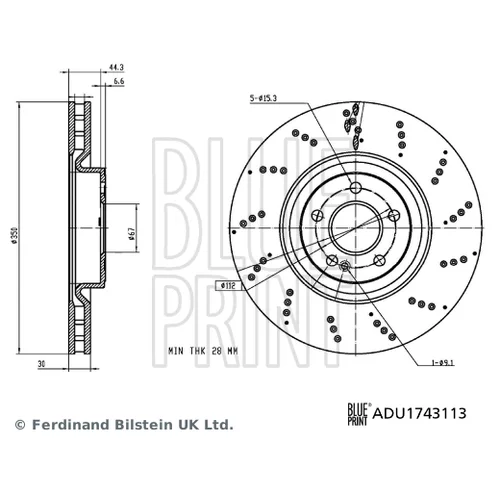 Brzdový kotúč BLUE PRINT ADU1743113