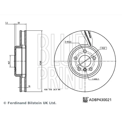 Brzdový kotúč BLUE PRINT ADBP430021 - obr. 2