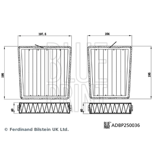 Súprava filtrov, vzduch vnútorného priestoru ADBP250036 (BLUE PRINT) - obr. 2