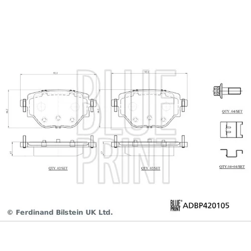 Sada brzdových platničiek kotúčovej brzdy BLUE PRINT ADBP420105 - obr. 1